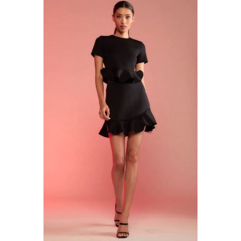 Cynthia Rowley Women's Astro Skirt Peplum Mini Skirt black Sz 0 NWT 325